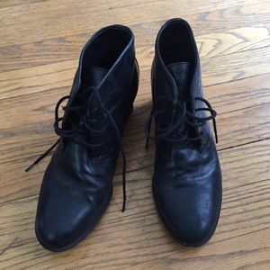 Leather Black Wedges